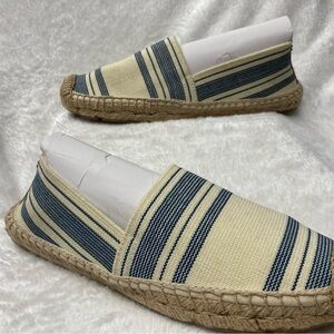 Tory Burch Cream and Blue Espadrilles